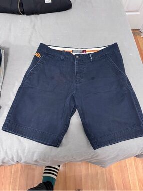 Superdry Men’s Navy Cargo Shorts with Orange Trim